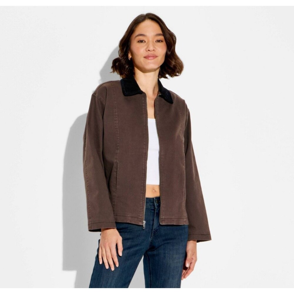 Women's Wild Fable Twill 90s Barn Field Jacket Brown XS